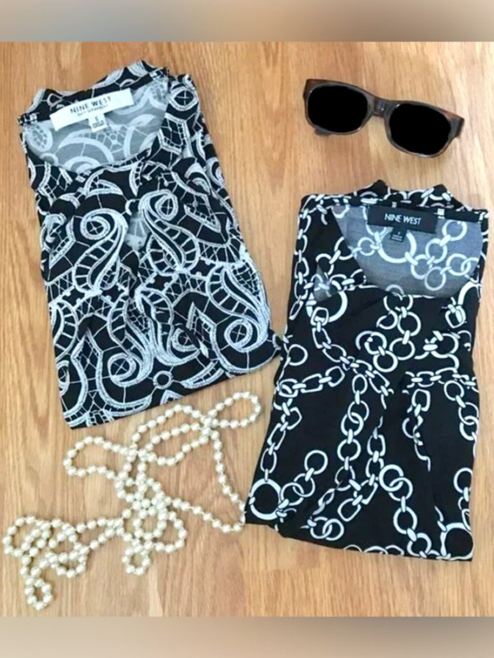 Nine West Chain Print Abstract Sleeveless Blouse Size S Bundle of Office Tops